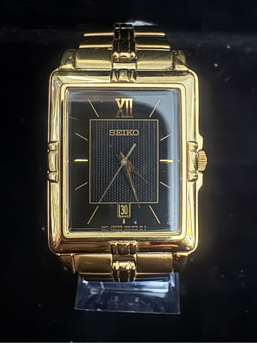 Seiko Gold-Tone Bracelet Watch with Black Dial